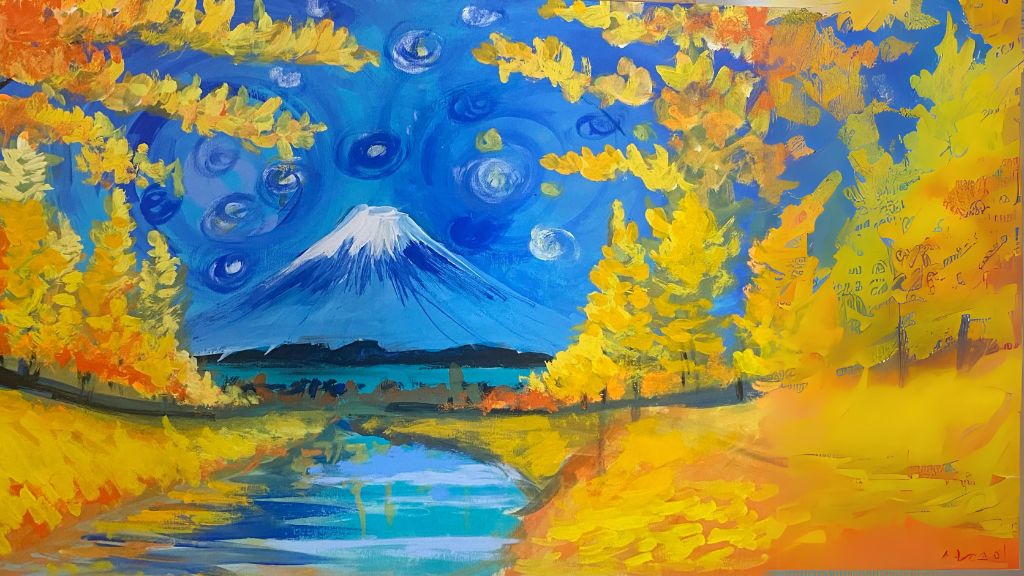 VanGogh Inspired Mount Fuji